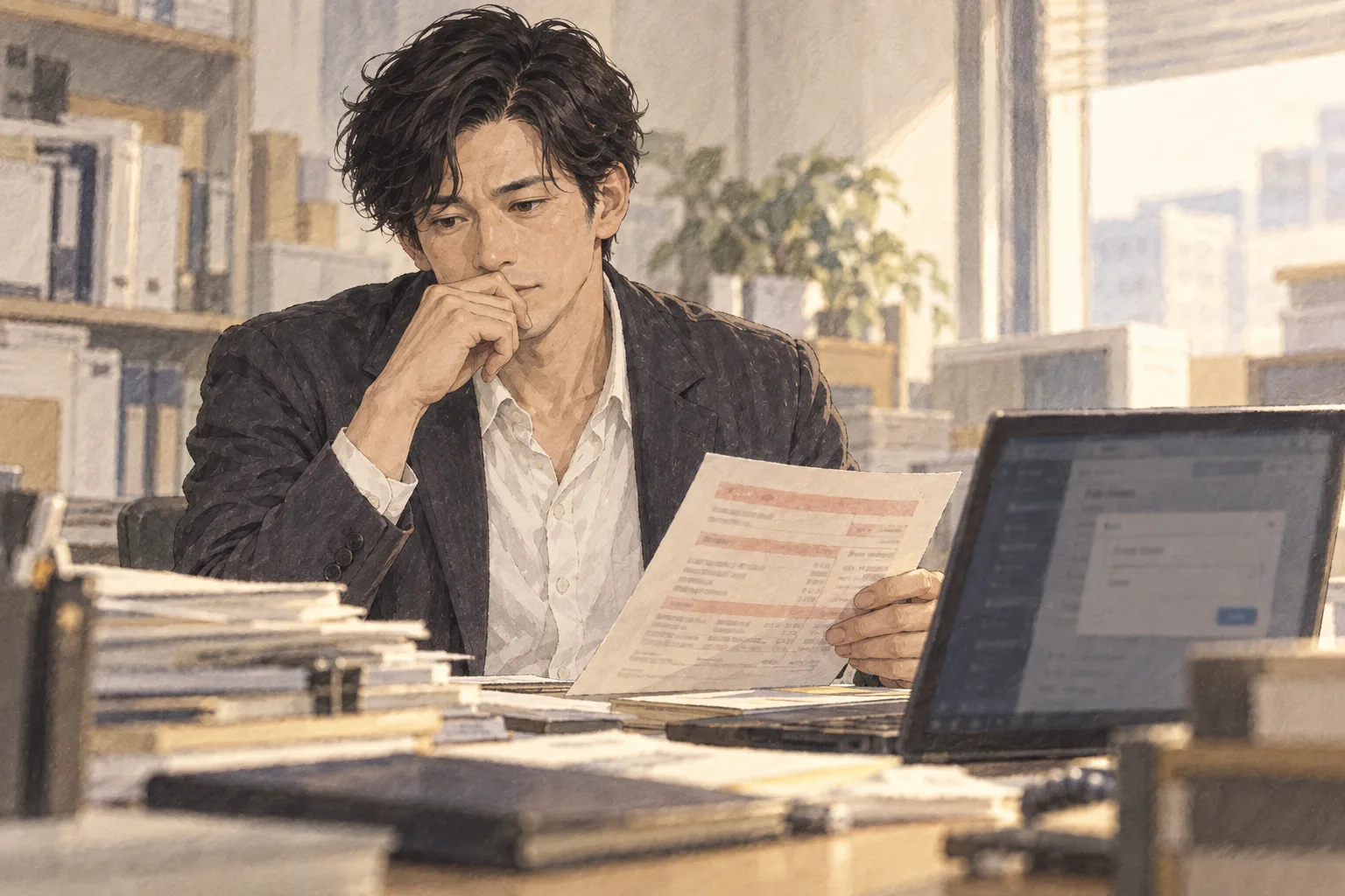 支払見込みの悪化を知り、知らせる下書きを送らない航。