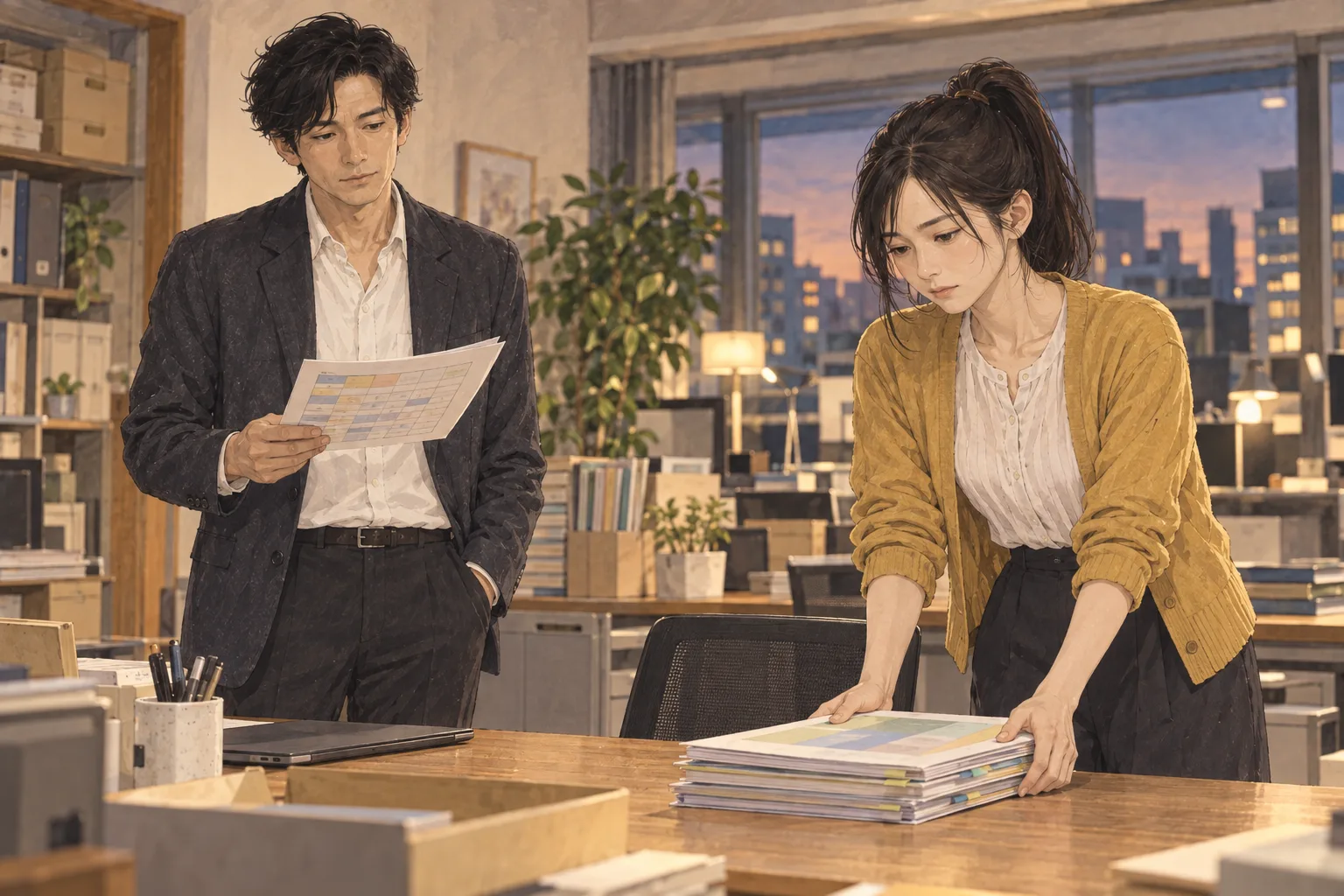 会社へ戻った航から研修の失注を聞き、小池は楽しみにしていた説明資料を机へ置く。